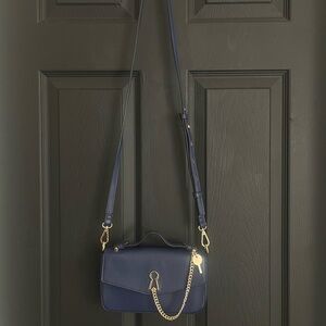 Blue Crossbody with Gold Chain & Keyhole Detail